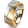 Ring 14 Karat Gelb-/Weissgold 8.0 mm längsmatt 1 Brillant G vs 0,050ct