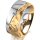 Ring 14 Karat Gelb-/Weissgold 8.0 mm diamantmatt 1 Brillant G vs 0,050ct
