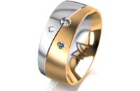 Ring 14 Karat Gelb-/Weissgold 8.0 mm l&auml;ngsmatt 3...