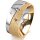Ring 14 Karat Gelb-/Weissgold 8.0 mm kreismatt 3 Brillanten G vs Gesamt 0,080ct