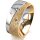 Ring 14 Karat Gelb-/Weissgold 8.0 mm kristallmatt 3 Brillanten G vs Gesamt 0,080ct