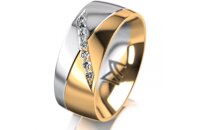 Ring 14 Karat Gelb-/Weissgold 8.0 mm poliert 7 Brillanten...