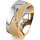 Ring 14 Karat Gelb-/Weissgold 8.0 mm kreismatt 7 Brillanten G vs Gesamt 0,095ct