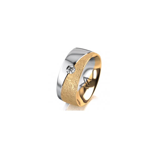 Ring 14 Karat Gelb-/Weissgold 8.0 mm kreismatt 1 Brillant G vs 0,090ct