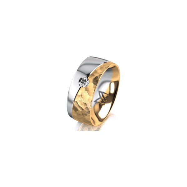 Ring 14 Karat Gelb-/Weissgold 8.0 mm diamantmatt 1 Brillant G vs 0,090ct