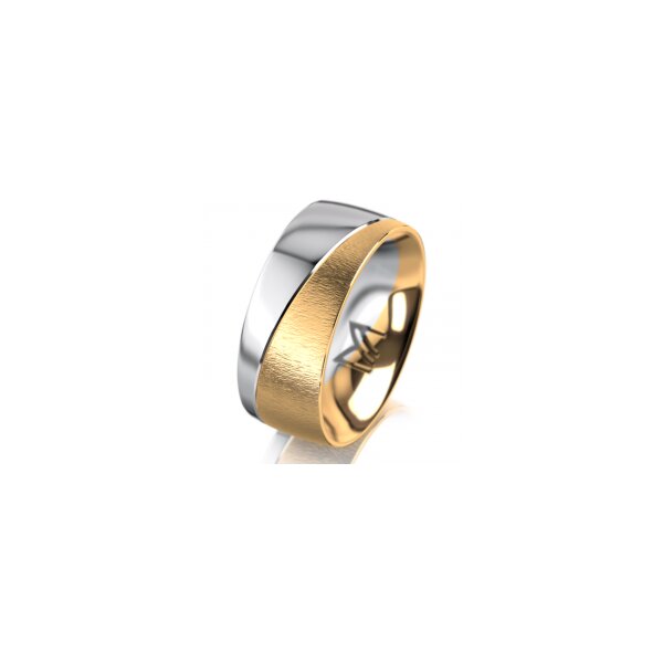 Ring 18 Karat Gelb-/Weissgold 8.0 mm sandmatt