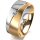 Ring 18 Karat Gelb-/Weissgold 8.0 mm l&auml;ngsmatt 1 Brillant G vs 0,050ct