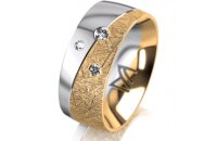Ring 18 Karat Gelb-/Weissgold 8.0 mm kristallmatt 3...