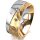 Ring 18 Karat Gelb-/Weissgold 8.0 mm diamantmatt 3 Brillanten G vs Gesamt 0,080ct
