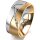 Ring 18 Karat Gelb-/Weissgold 8.0 mm längsmatt 7 Brillanten G vs Gesamt 0,095ct