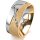 Ring 18 Karat Gelb-/Weissgold 8.0 mm kreismatt 7 Brillanten G vs Gesamt 0,095ct