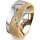 Ring 18 Karat Gelb-/Weissgold 8.0 mm kristallmatt 7 Brillanten G vs Gesamt 0,095ct