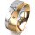 Ring 18 Karat Gelb-/Weissgold 8.0 mm längsmatt 5 Brillanten G vs Gesamt 0,115ct