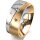 Ring 18 Karat Gelb-/Weissgold 8.0 mm l&auml;ngsmatt 5 Brillanten G vs Gesamt 0,115ct