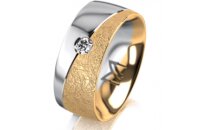 Ring 18 Karat Gelb-/Weissgold 8.0 mm kreismatt 1 Brillant...