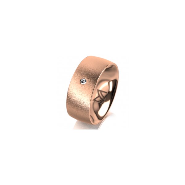 Ring 14 Karat Rotgold 8.0 mm sandmatt 1 Brillant G vs 0,025ct