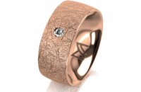 Ring 14 Karat Rotgold 8.0 mm kristallmatt 1 Brillant G vs...