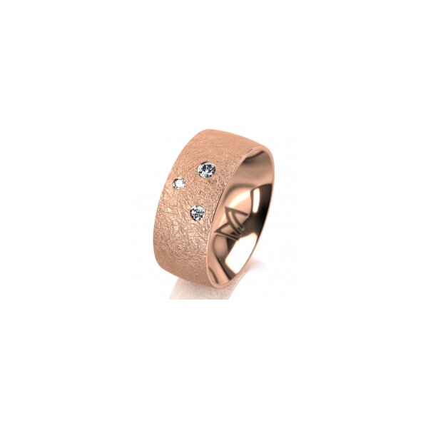Ring 14 Karat Rotgold 8.0 mm kreismatt 3 Brillanten G vs Gesamt 0,080ct