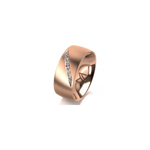 Ring 14 Karat Rotgold 8.0 mm längsmatt 7 Brillanten G vs Gesamt 0,095ct