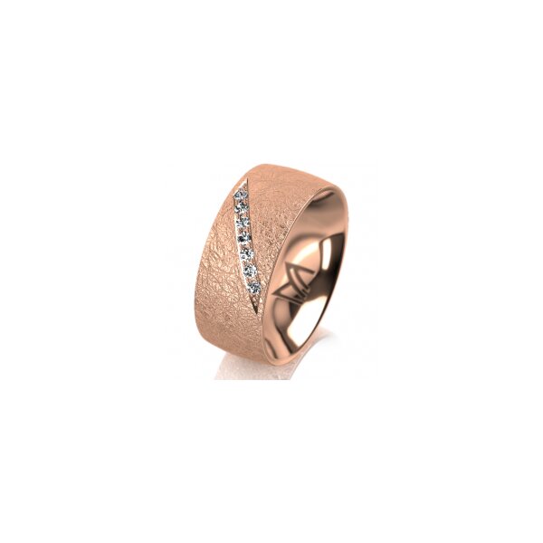 Ring 14 Karat Rotgold 8.0 mm kreismatt 7 Brillanten G vs Gesamt 0,095ct