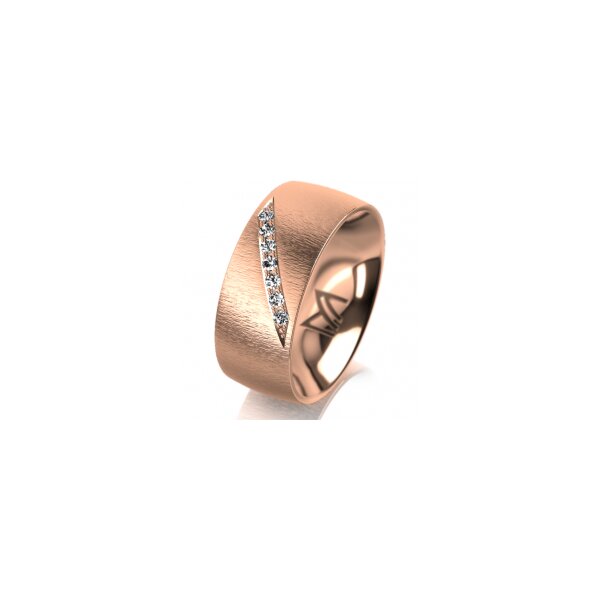 Ring 14 Karat Rotgold 8.0 mm sandmatt 7 Brillanten G vs Gesamt 0,095ct