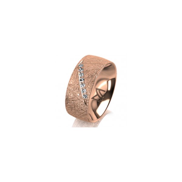 Ring 14 Karat Rotgold 8.0 mm kristallmatt 7 Brillanten G vs Gesamt 0,095ct
