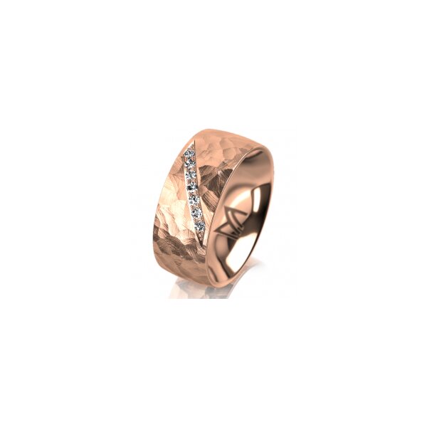 Ring 14 Karat Rotgold 8.0 mm diamantmatt 7 Brillanten G vs Gesamt 0,095ct