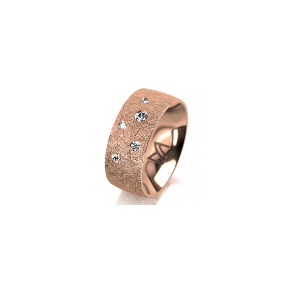 Ring 14 Karat Rotgold 8.0 mm kristallmatt 5 Brillanten G vs Gesamt 0,115ct