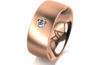 Ring 14 Karat Rotgold 8.0 mm l&auml;ngsmatt 1 Brillant G...