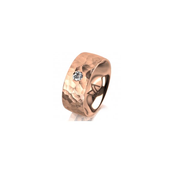 Ring 14 Karat Rotgold 8.0 mm diamantmatt 1 Brillant G vs 0,090ct