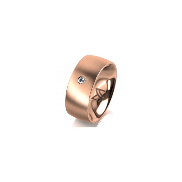 Ring 18 Karat Rotgold 8.0 mm längsmatt 1 Brillant G vs 0,050ct