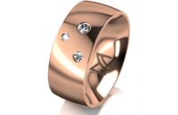 Ring 18 Karat Rotgold 8.0 mm poliert 3 Brillanten G vs...