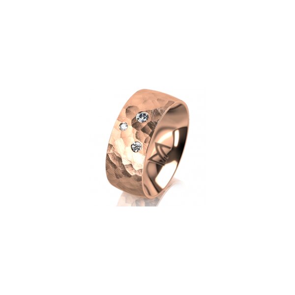 Ring 18 Karat Rotgold 8.0 mm diamantmatt 3 Brillanten G vs Gesamt 0,080ct
