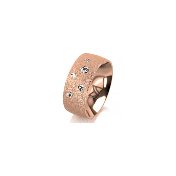 Ring 18 Karat Rotgold 8.0 mm kreismatt 5 Brillanten G vs Gesamt 0,115ct