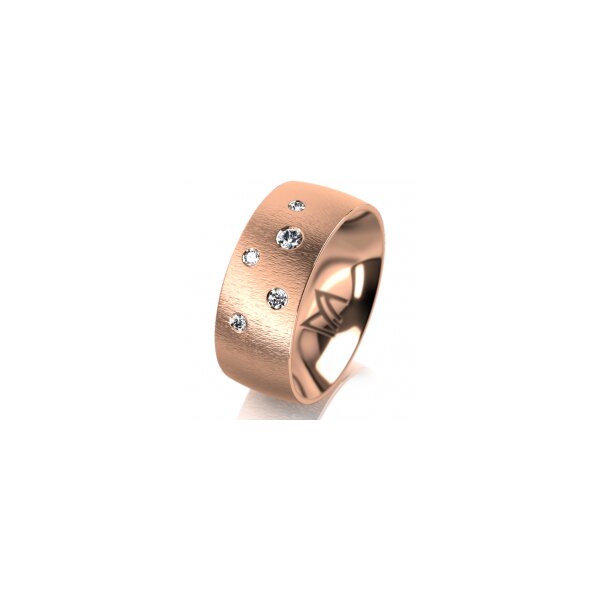 Ring 18 Karat Rotgold 8.0 mm sandmatt 5 Brillanten G vs Gesamt 0,115ct