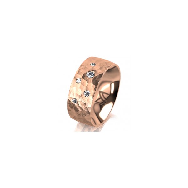 Ring 18 Karat Rotgold 8.0 mm diamantmatt 5 Brillanten G vs Gesamt 0,115ct