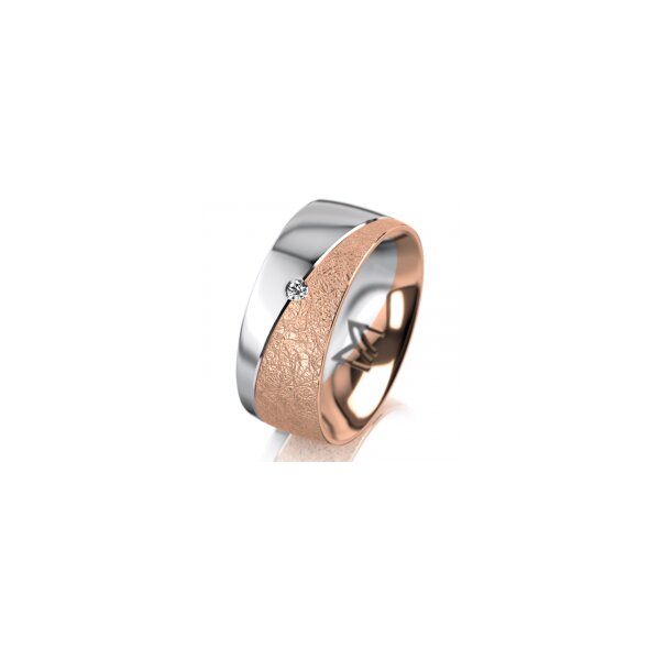 Ring 14 Karat Rot-/Weissgold 8.0 mm kreismatt 1 Brillant G vs 0,025ct