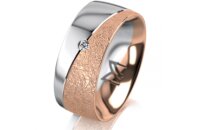 Ring 14 Karat Rot-/Weissgold 8.0 mm kreismatt 1 Brillant...