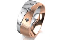 Ring 14 Karat Rot-/Weissgold 8.0 mm sandmatt 5 Brillanten...