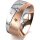 Ring 14 Karat Rot-/Weissgold 8.0 mm sandmatt 5 Brillanten G vs Gesamt 0,115ct
