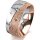 Ring 14 Karat Rot-/Weissgold 8.0 mm kristallmatt 5 Brillanten G vs Gesamt 0,115ct