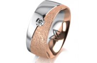 Ring 14 Karat Rot-/Weissgold 8.0 mm kreismatt 1 Brillant...