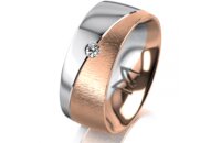 Ring 18 Karat Rot-/Weissgold 8.0 mm sandmatt 1 Brillant G...