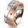 Ring 18 Karat Rot-/Weissgold 8.0 mm sandmatt 3 Brillanten G vs Gesamt 0,080ct