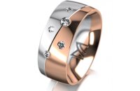 Ring 18 Karat Rot-/Weissgold 8.0 mm poliert 5 Brillanten...