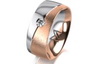 Ring 18 Karat Rot-/Weissgold 8.0 mm sandmatt 1 Brillant G...