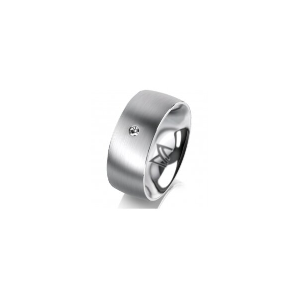 Ring 14 Karat Weissgold 8.0 mm l&auml;ngsmatt 1 Brillant G vs 0,025ct