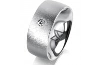 Ring 14 Karat Weissgold 8.0 mm sandmatt 1 Brillant G vs...