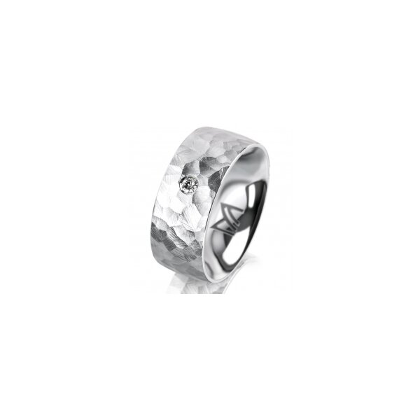 Ring 14 Karat Weissgold 8.0 mm diamantmatt 1 Brillant G vs 0,050ct