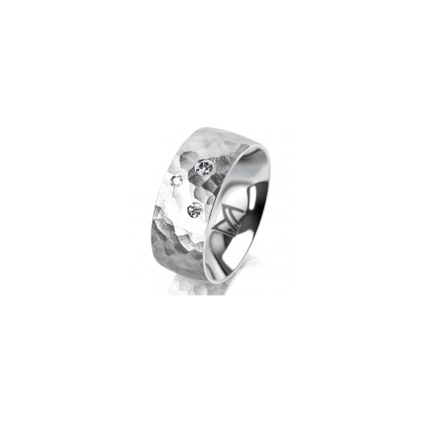 Ring 14 Karat Weissgold 8.0 mm diamantmatt 3 Brillanten G vs Gesamt 0,080ct